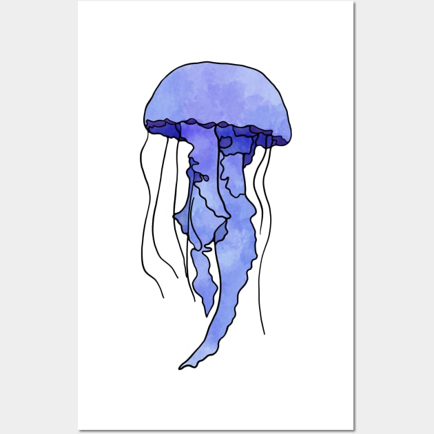 Jellyfish Watercolor Ilustration Wall Art by murialbezanson